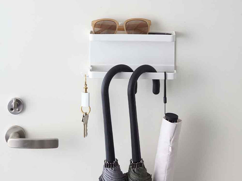 スマートマグネットトレー付き銀色傘ホルダー