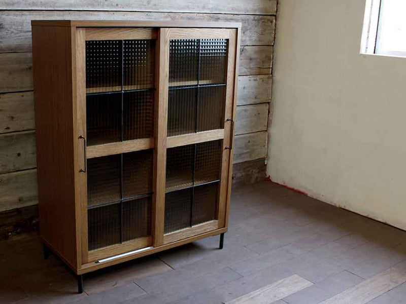 オーク製スライドガラスキャビネット