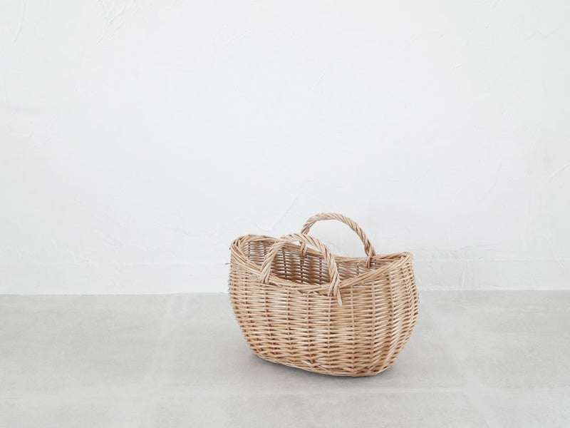 POSH LIVINGの柳製ウィッカーバスケット11550、持ち手付きの家庭用収納バスケット