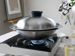 《コンパクトスライサーセット》【Arnest/アーネスト】 とにかく洗いやすいステンレス卓上鍋 / のせるだけ蒸し器