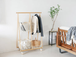 Mashリヴキャリーバスケットハンガーの木製フレームとスチールバスケット