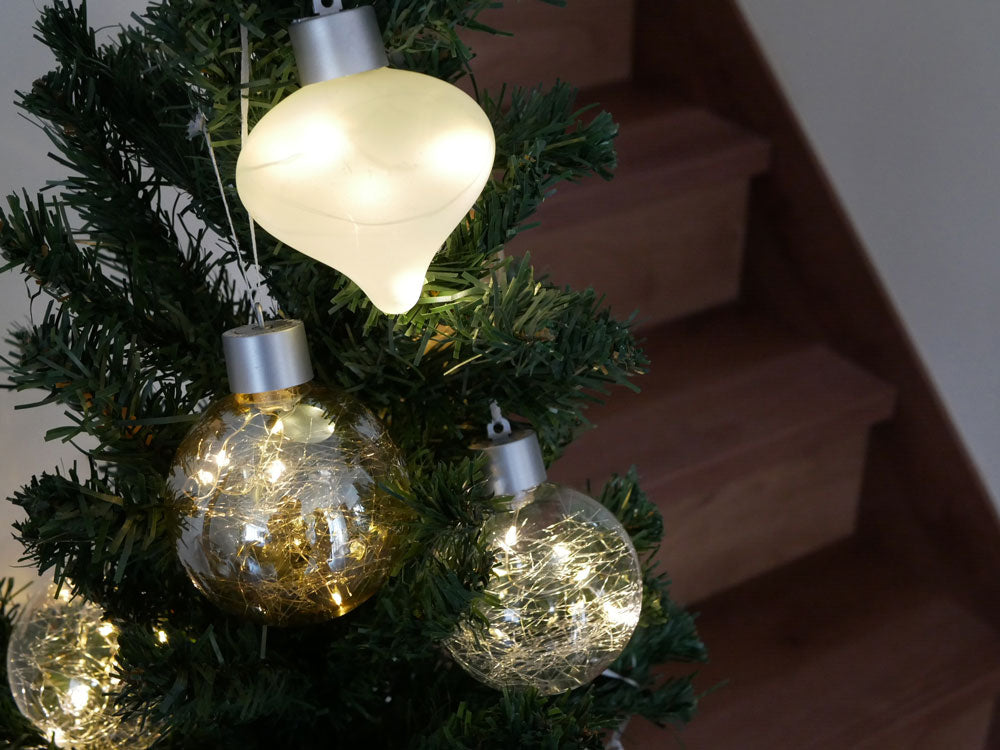 ホーンプリーズ MADEのLEDライト搭載ガラスフロストオーナメント3個セット