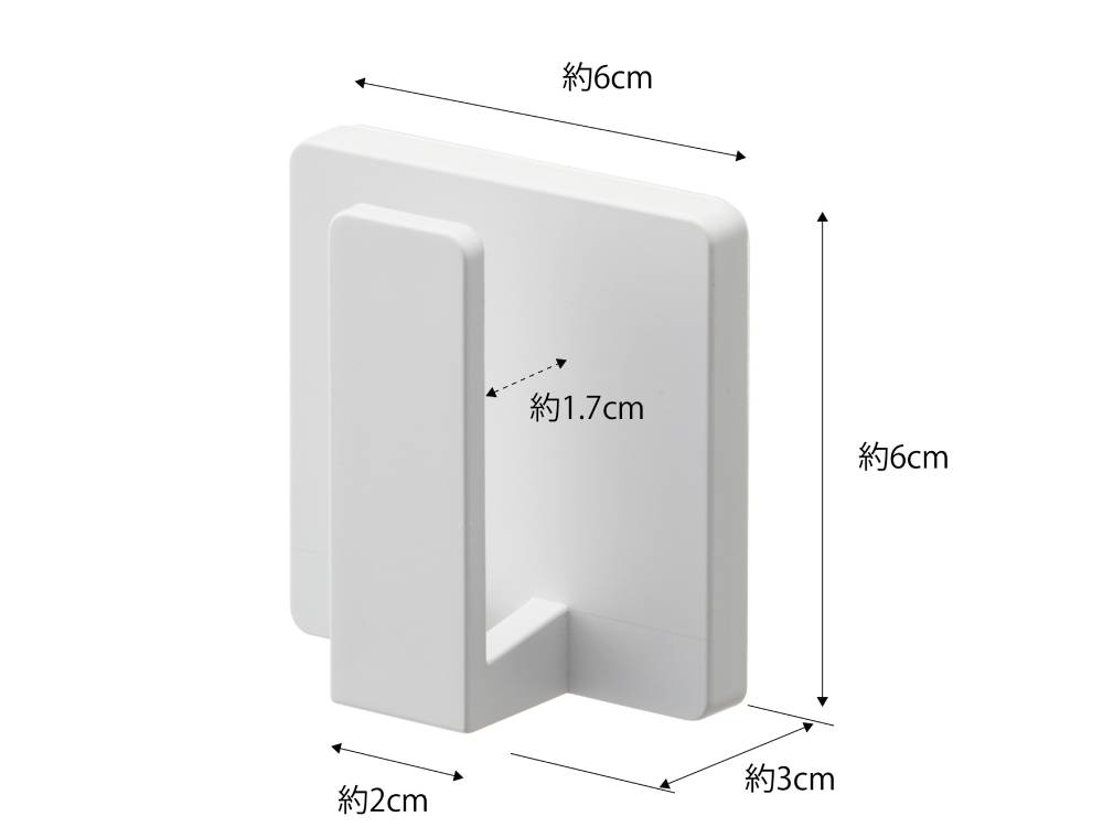 白色のプラスチック製フィルムフック タンブラーホルダーが壁に取り付けられている様子