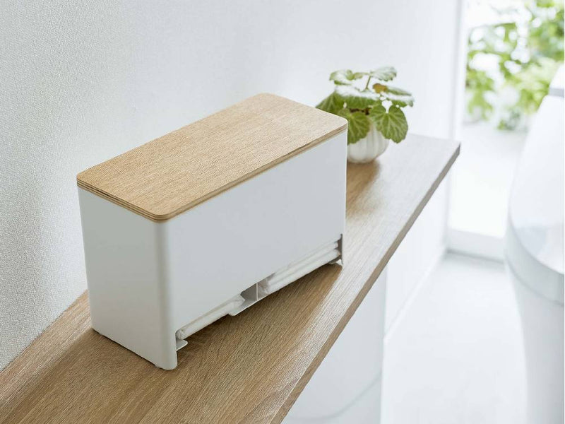 RIN/リン製分別サニタリー収納ホルダー、スチール本体と天然木蓋を使用したキッチン用整理ボックス