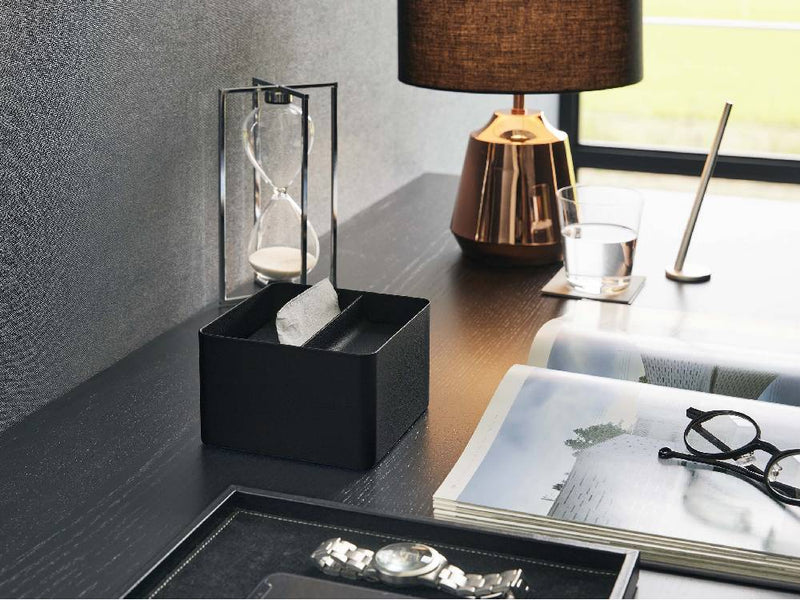 tower/タワー蓋付きハーフティッシュケース、シルバー製スチールボックス