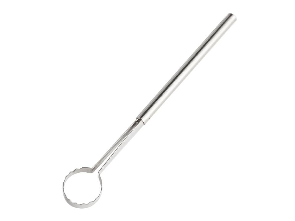 EAトCO トクの18-8ステンレス製キッチン用おたま。全幅25mm×全長180mm×高さ7mm、重量18g