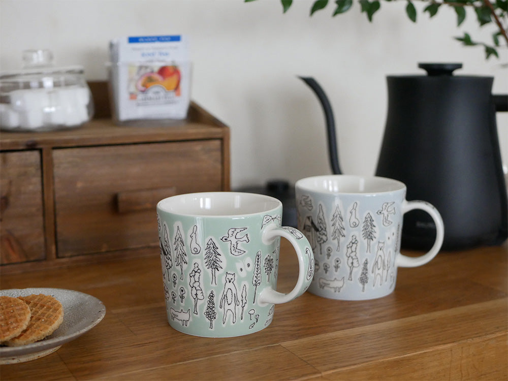 イッタラ×ミナ・ペルホネン フォレストライフ限定ライトグリーンの磁器製マグカップ