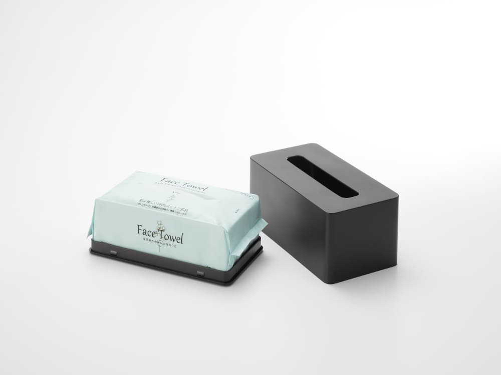 タワークレンジングタオルケースとフェイシャルティッシュを収納するABS樹脂製ホルダー