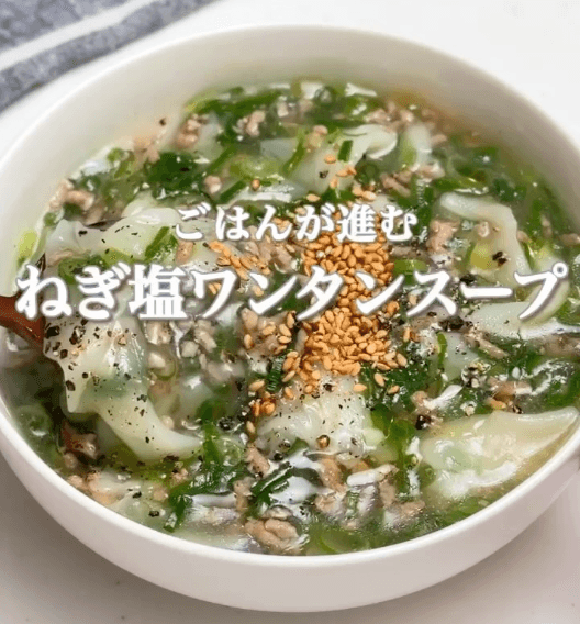 ごはんが進む！ねぎ塩ワンタンスープ😊🍲