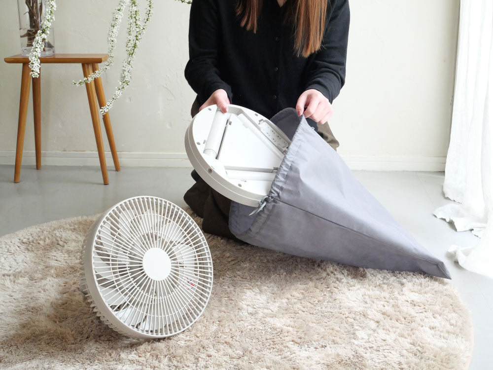 【THREE UP/スリーアップ】左右自動首振りスマート収納 DCリビングファン