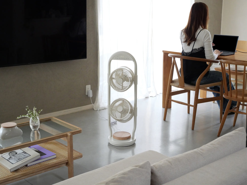 【moku./モク】２つのファンで自由に風を送るダブルマルチファン