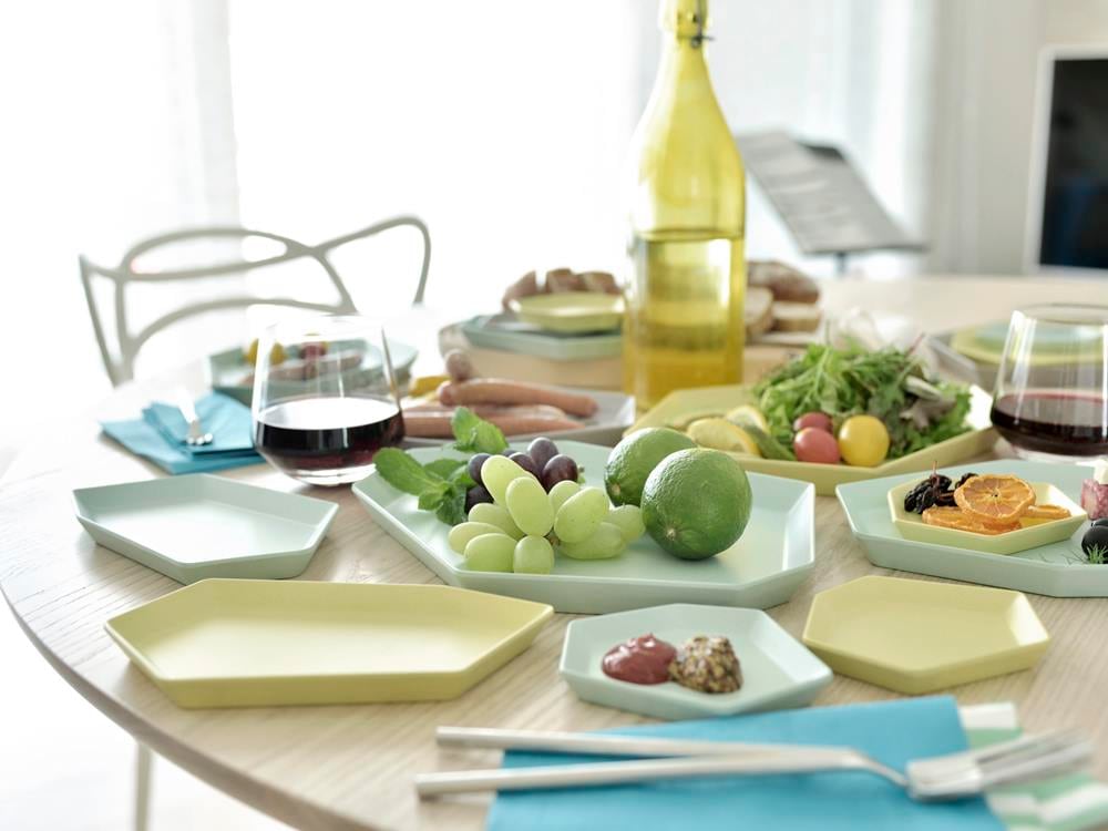 ideacoシマモリプレート、マット仕上げの竹メラミン製