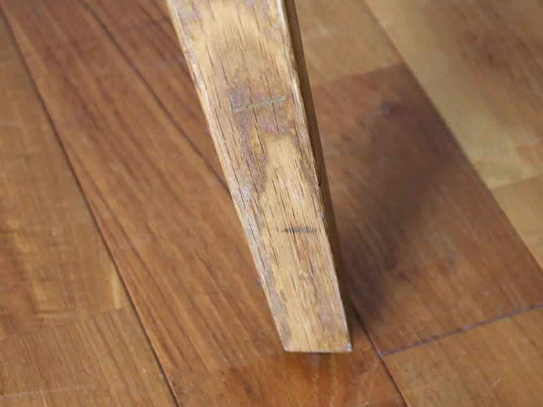 オーク無垢材と生ガラスのガラステーブル