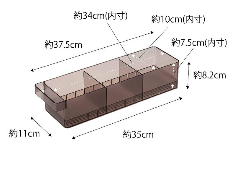 タワー製透明プラスチック冷蔵庫収納ケース 仕切り付き
