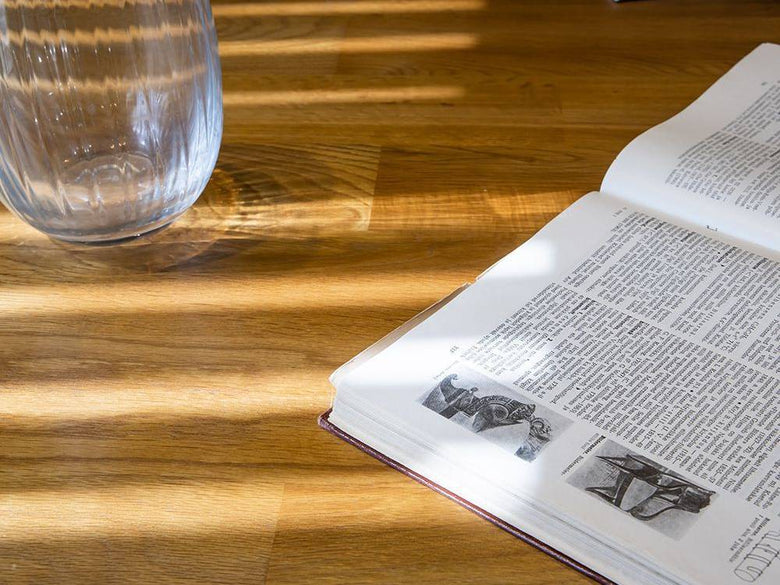 オーク突板とアイアン脚の丸型ダイニングテーブル