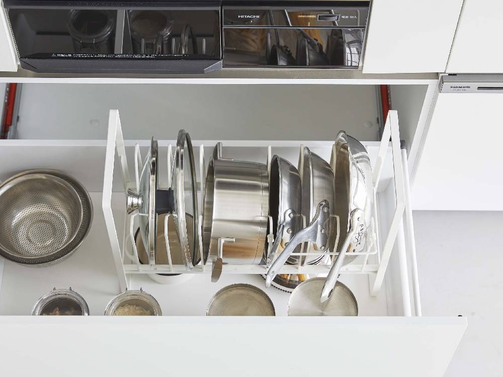 【towerタワー】シンク下2段鍋蓋＆フライパン収納ラック