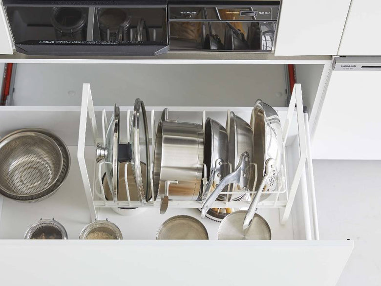 【towerタワー】シンク下2段鍋蓋＆フライパン収納ラック