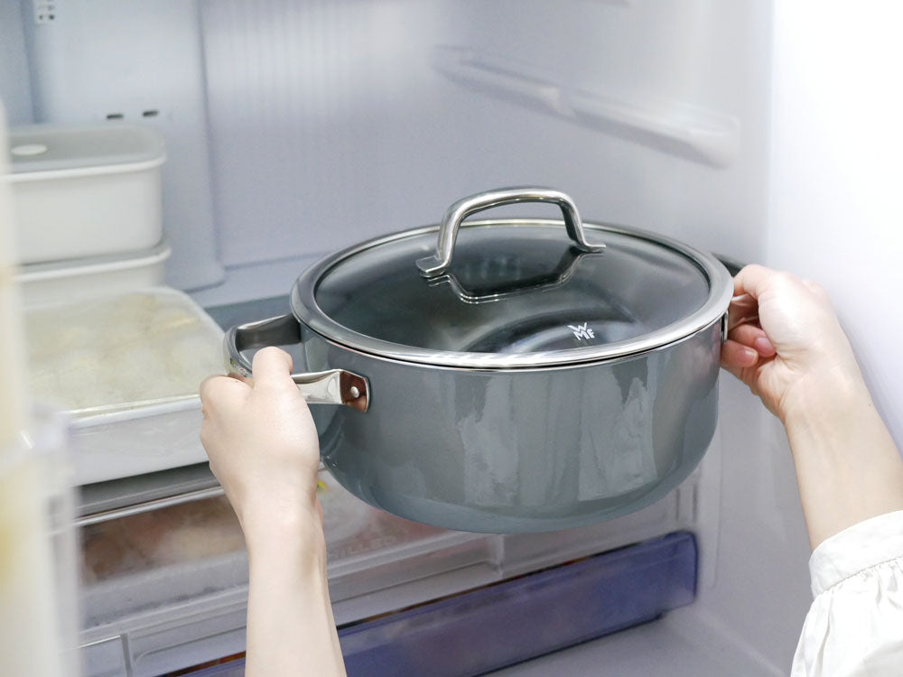 WMFフュージョンテック ミネラルキャセロール24cm、ホーロー鋼板本体とガラス蓋を備えたキッチン用鍋