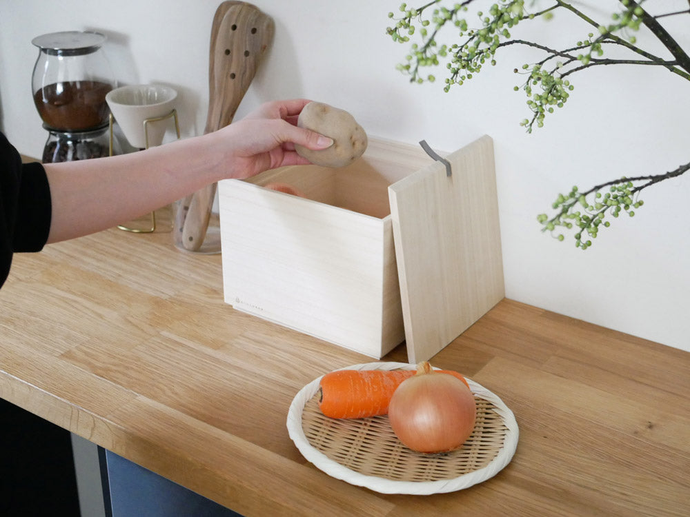 増田桐箱店の蜜蝋仕上げ野菜保存箱