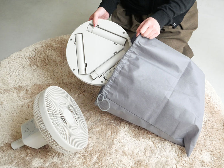 【THREE UP/スリーアップ】左右自動首振りスマート収納 DCリビングファン