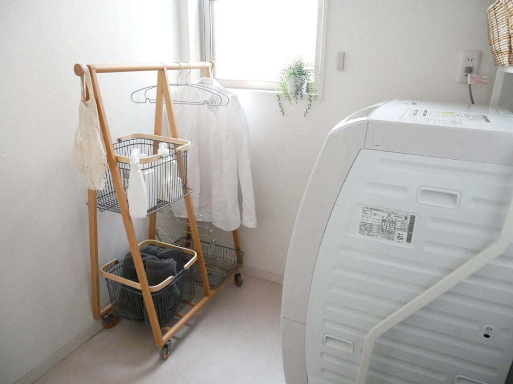 Mashマッシュ リヴ キャリーバスケットハンガー 木製フレーム カゴ付き