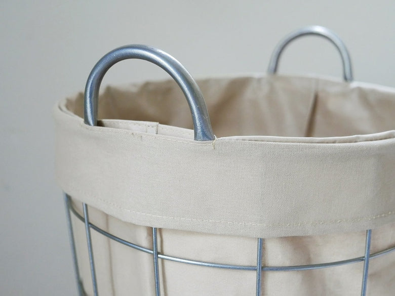 BRIDのランドリーストレージ ラウンド33L、スチールフレームとポリエステル布を使用した丸型収納バスケット