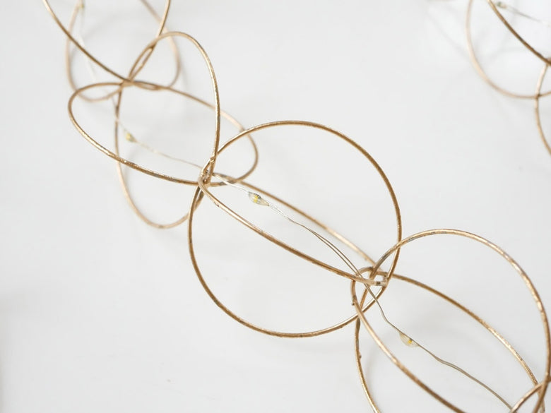 ホーンプリーズ製の銅色メタルワイヤーとLEDライトを使用したヘッドバンド