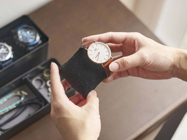 自然素材革ストラップアナログ腕時計