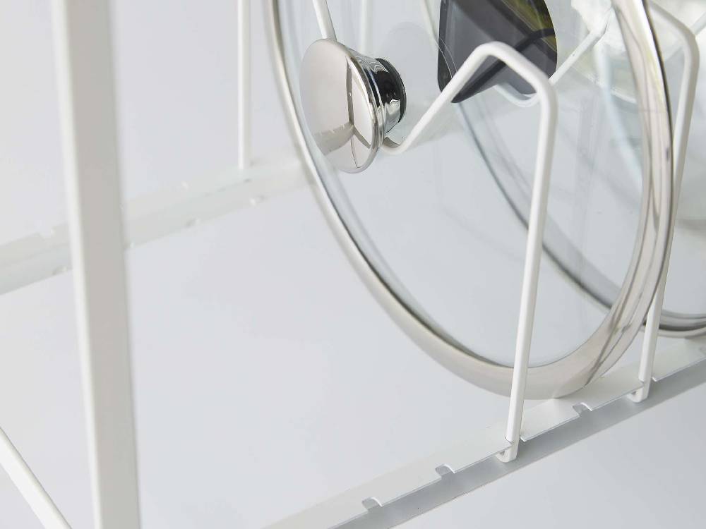 黒色タワーシンク下用2段鍋蓋＆フライパン収納ラック