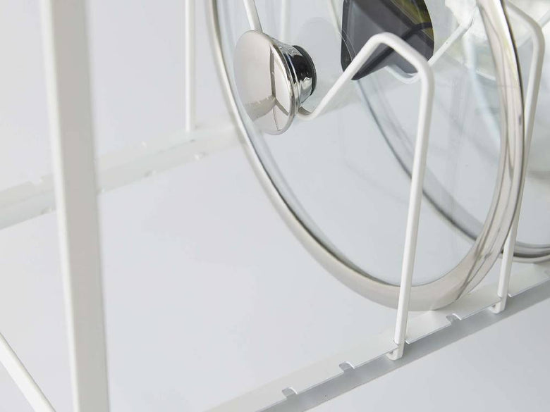 黒色タワーシンク下用2段鍋蓋＆フライパン収納ラック