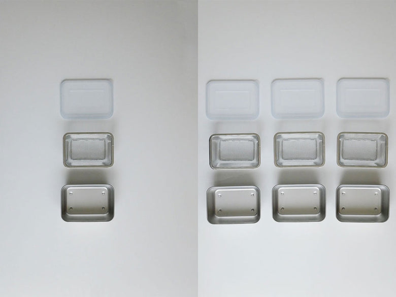 下村企販 シリコンフタ付き18-8ステンレス角バットとザル