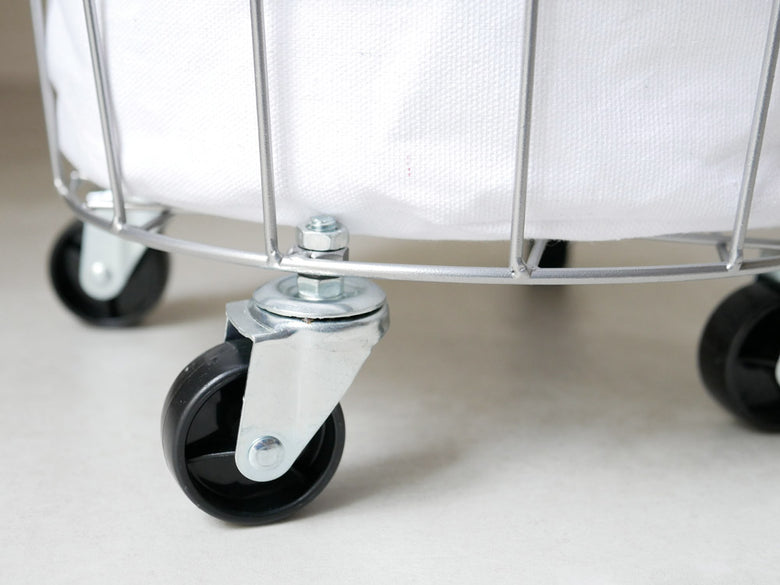 BRIDブリッドの銀色スチール製キャスター付きランドリーストレージラウンド33L