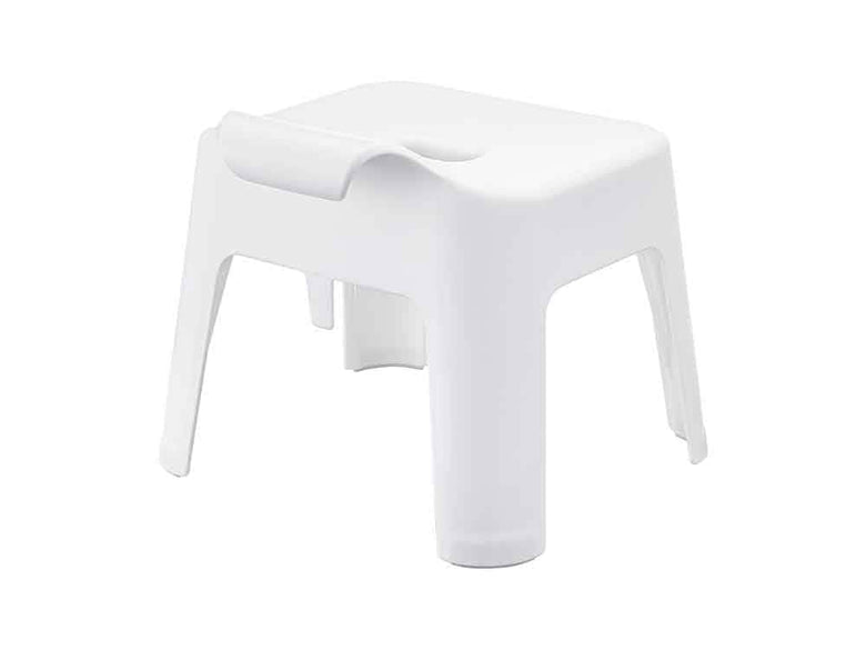 白と銀のプラスチック製引っ掛け風呂イス