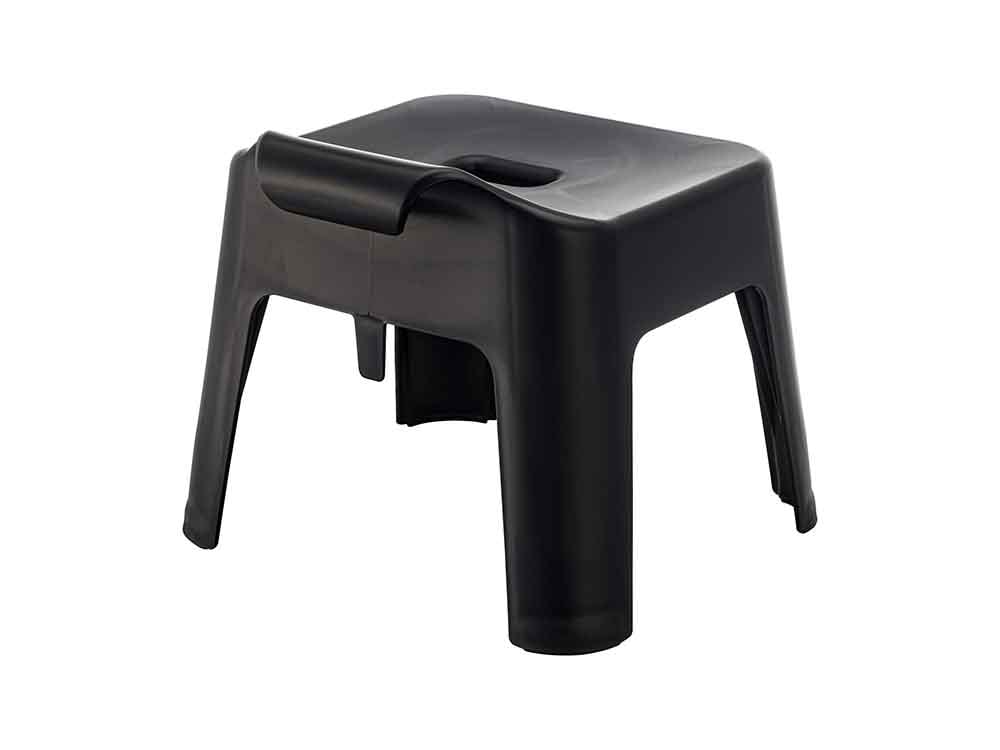 グレーのプラスチック製アームレスト付きステップスツール