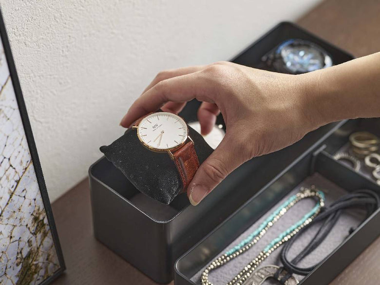 トレー付きスリムアクセサリー＆時計ケース