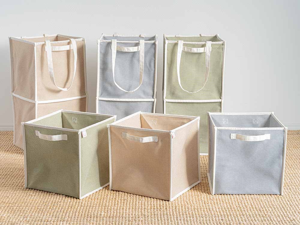 コットン製の持ち手付き収納バスケット