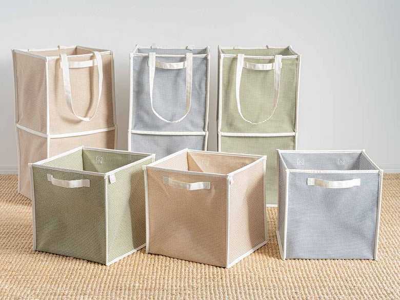 コットン製の持ち手付き収納バスケット