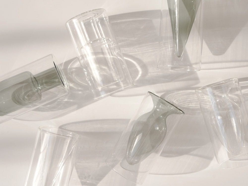 POSH LIVINGの透明なガラス製フロートベース、円柱形で高さ15cmのキッチン用サーブウェア