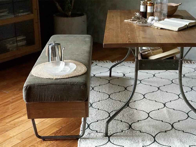 グレーのパイン無垢材WARMベンチ