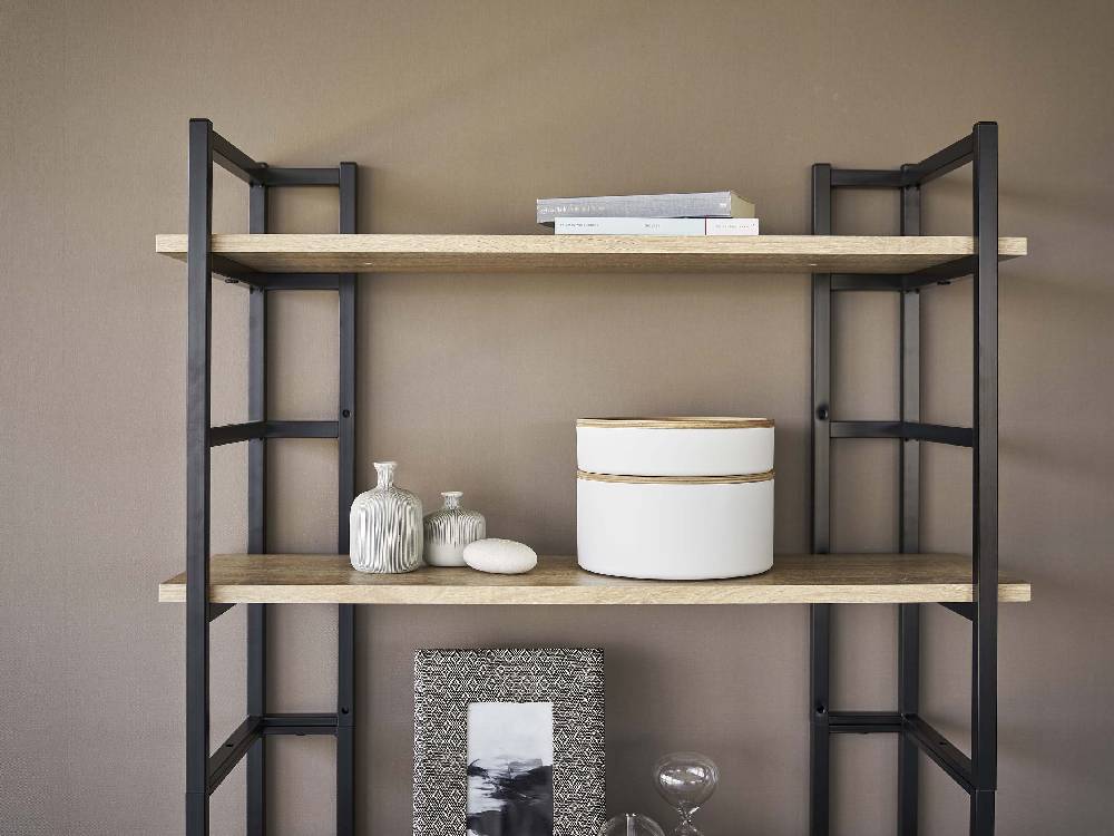 RIN/リンの蓋付き収納ケース、スチールと木のラウンドデザイン