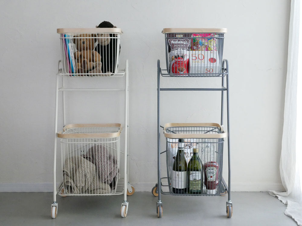 スチール製の2段バスケットワゴン