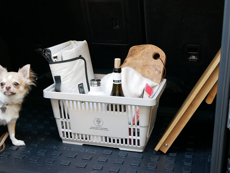 アデペシュ製ストッケージバスケットを車のトランクに収納