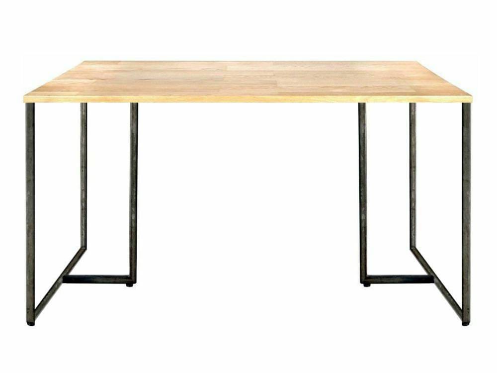 アデペシュの灰色木製ダイニングテーブルとアイアン脚