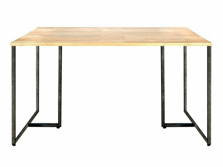 アデペシュの灰色木製ダイニングテーブルとアイアン脚