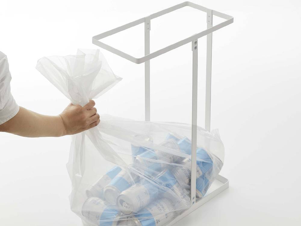 スリム透明蓋付き分別ゴミ袋ホルダー