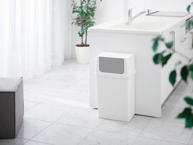 ライクイットの白いフロントオープントラッシュビン