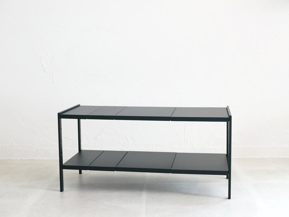 2段スチール製の伸縮シンク下ラック