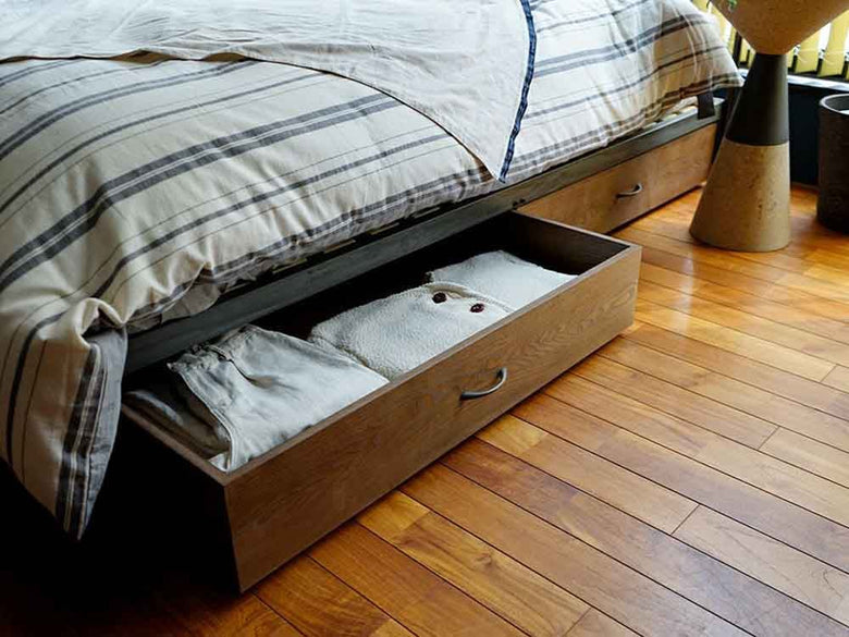 引き出し付きアッシュ木製ベッド