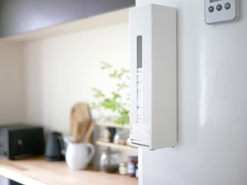 YAMAZAKI製タワー型ポリ袋ストッカー、スチール素材