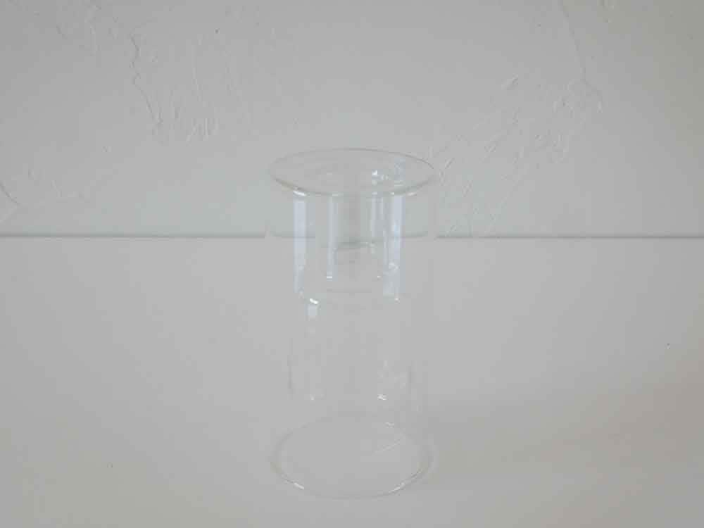 POSH LIVINGの透明ガラス製フロートベース、直径8cm高さ15cmの円筒形デザイン